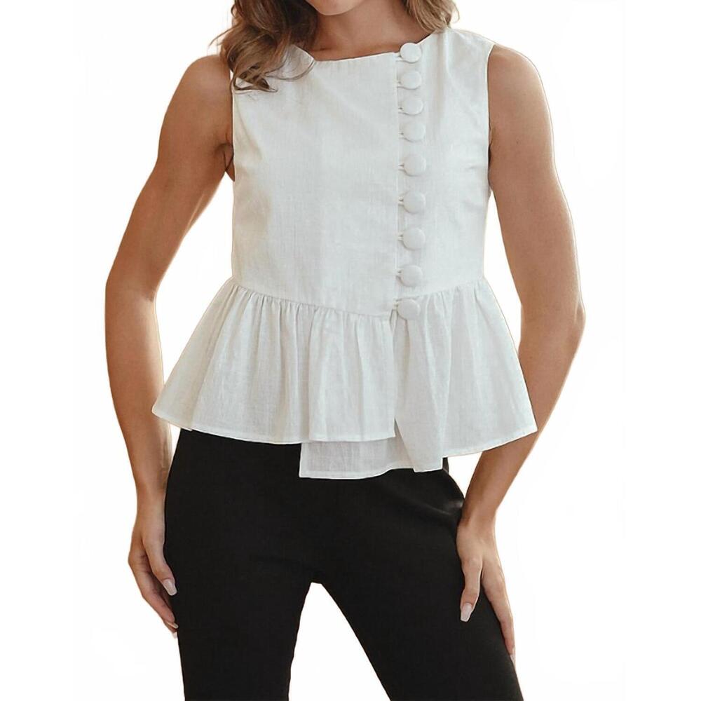 NEW BEIGE BOTANY layla ruffle top in white
